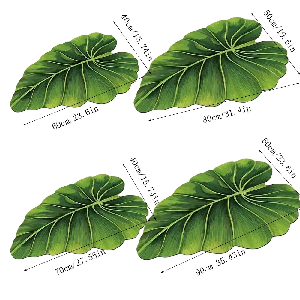 tapis vert feuille moderne respectueux environnement caoutchouc rapide séchage salle bain