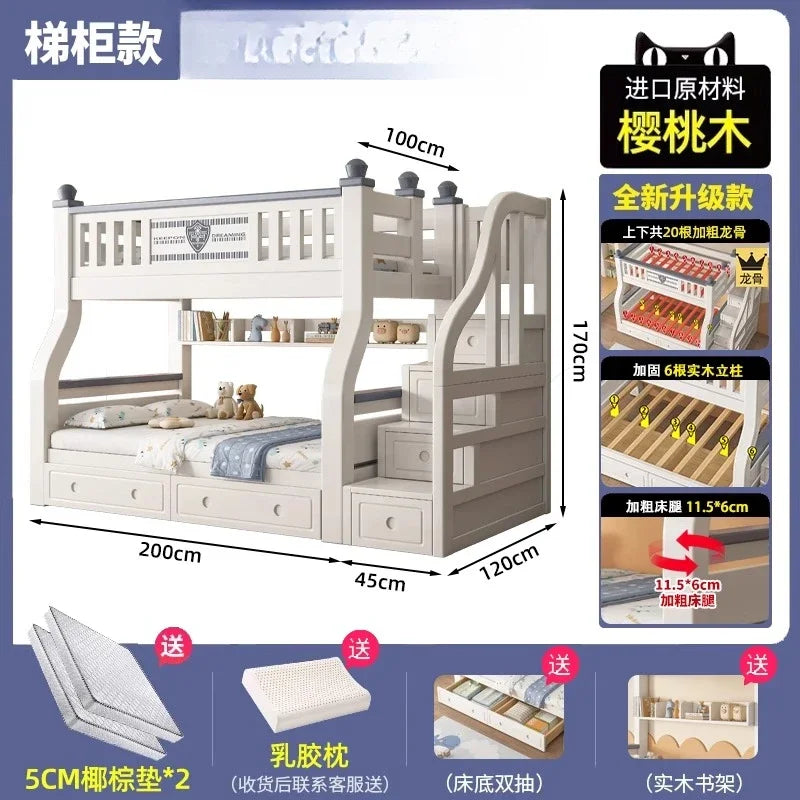 lit superposé enfant blanc gris tapis jouets draps rangement classique multifonction simple moderne chambre