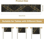chimene table lin imitation marbre noir veines dorées moderne luxueux 184cm longueur 34cm largeur