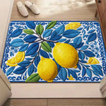 tapis moderne citrons feuilles tournesols summer sunshine extérieur résistant polyester bleu jaune vert blanc