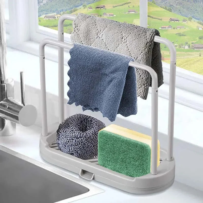 porte serviettes cuisine gris clair moderne utilisation multiple brosse vaisselle gant nettoyage éponge multifonctionalité