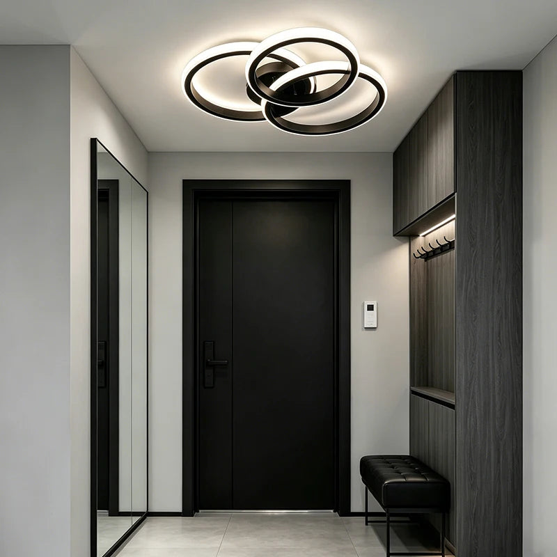 luminaire suspendu moderne blanc noir éclairage quotidien cuisine salle manger led acrylique fermeture métallique