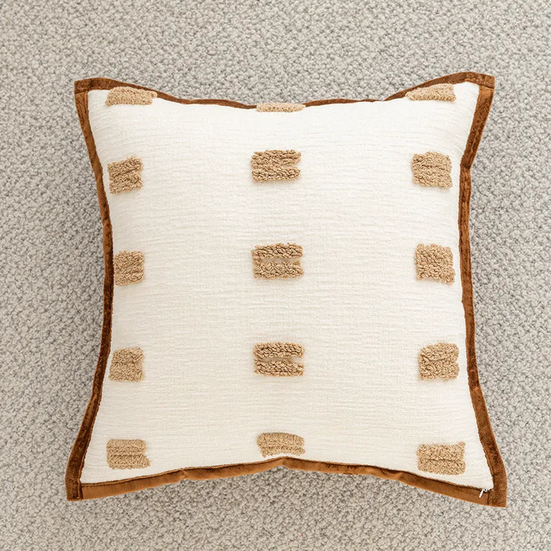 housse coussin polyester géométrique moderne marron blanc décoration canapé voiture