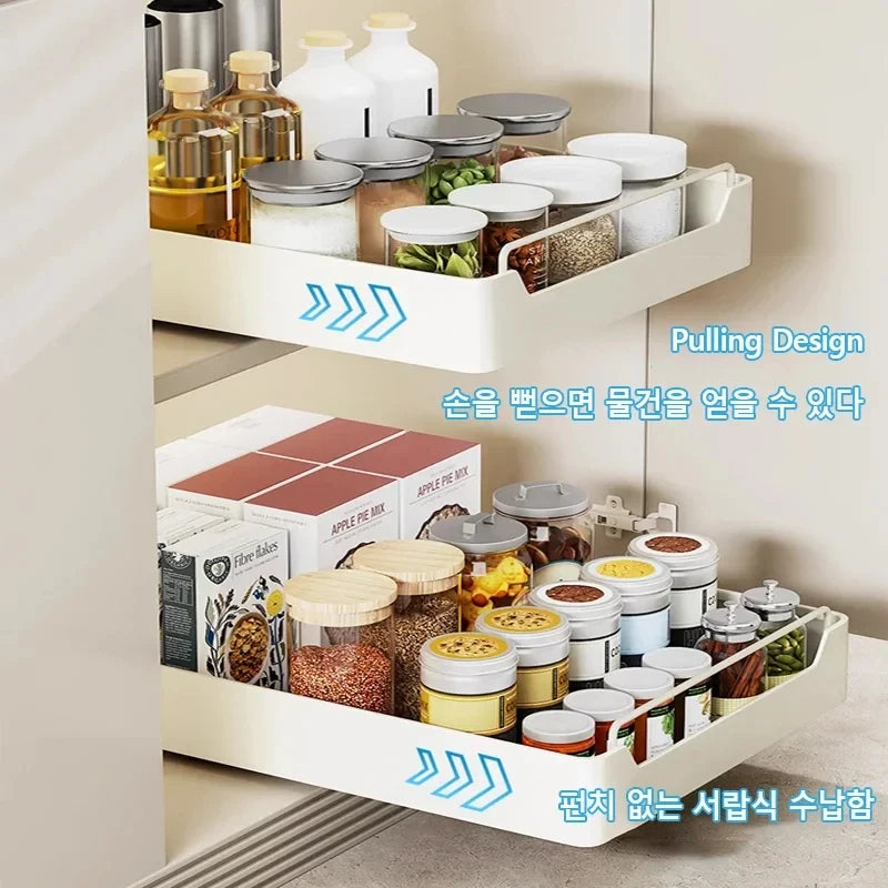 tiroir rangement blanc coulissant adhésif moderne fonctionnel armoire cuisine plateau épices