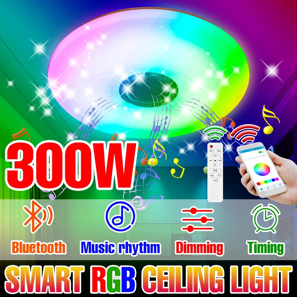 luminaire led rgb moderne haut parleur bluetooth télécommande éclairage musical multicolore opaque