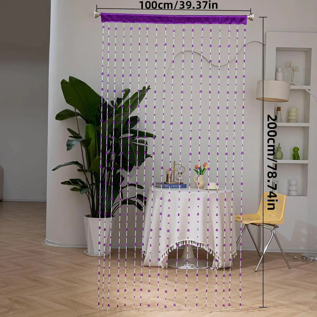 rideau violet blanc boho chic opacité texturé crochets métalliques 100cmx200cm