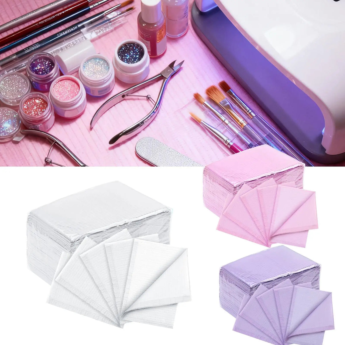 tapis table jetables rose violet blanc gaufrés salon beauté professionnel manucure nail art