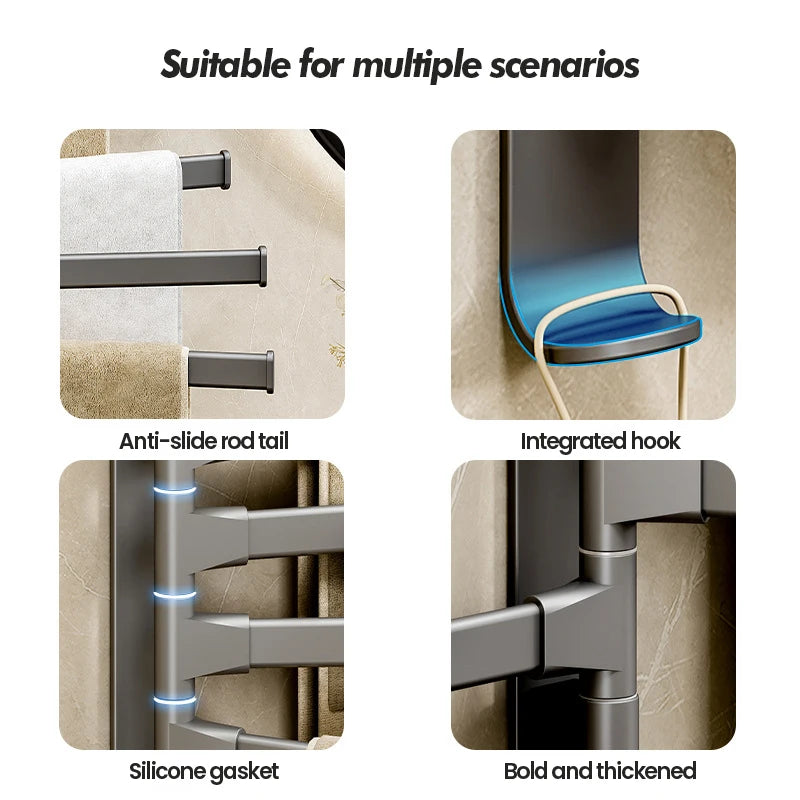 porte serviettes mural pliable gris moderne fixations vis serviettes