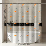 rideau douche transparent poissons dorés coquillages moderne bleu orange blanc gris 12 piques plastique