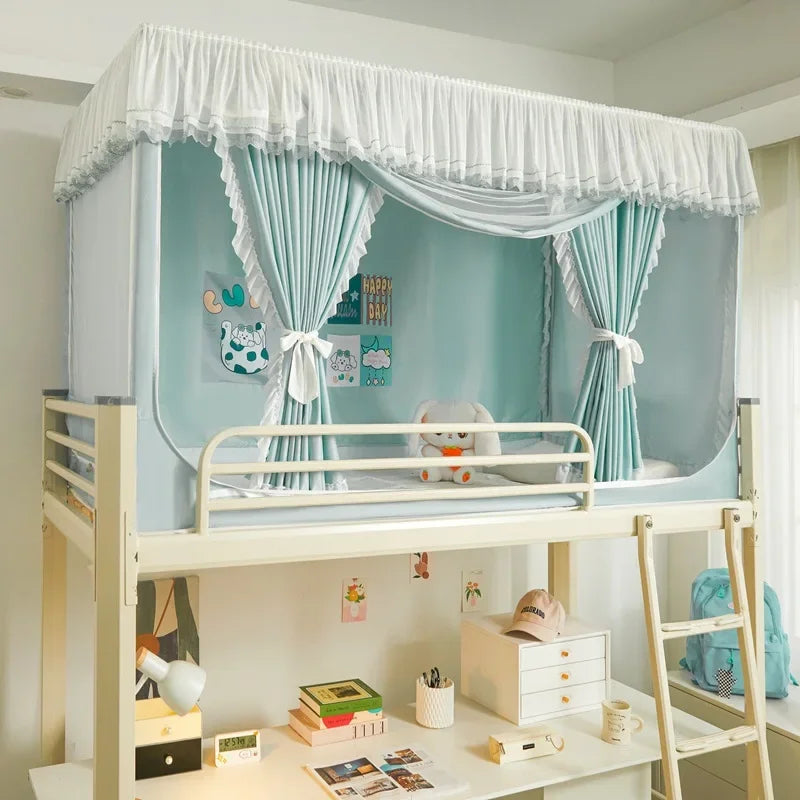 lit mezzanine moustiquaire vert pastel polyester plié anti moustiques extérieur campement moderne douillet uni