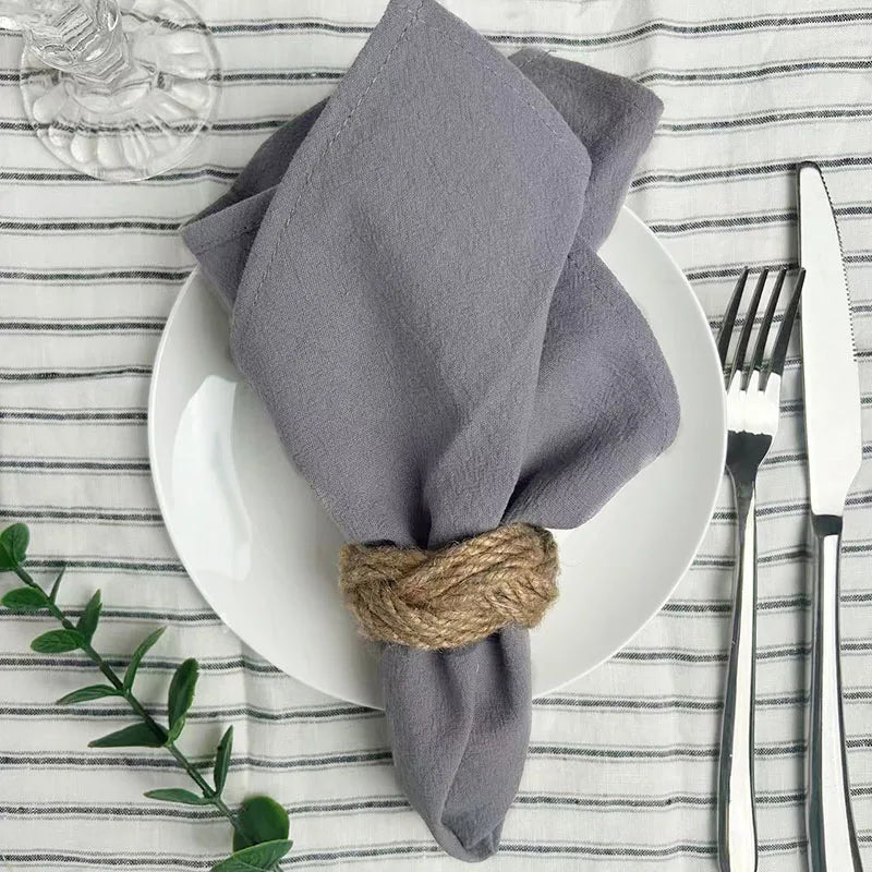 serviette table coton rose violet ruban jute décoration mariage fête rustique moderne