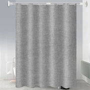 rideau douche moderne coton gris texture lin opacité totale métalliques tringle blanche minimaliste salle