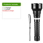 lampe torche noire led rechargeable 500m lumiere intense resistant chocs auto defense camping plongee