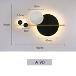 lampe murale moderne minimaliste noir blanc doré géométrique fixée mur sphères cercles barre translucide