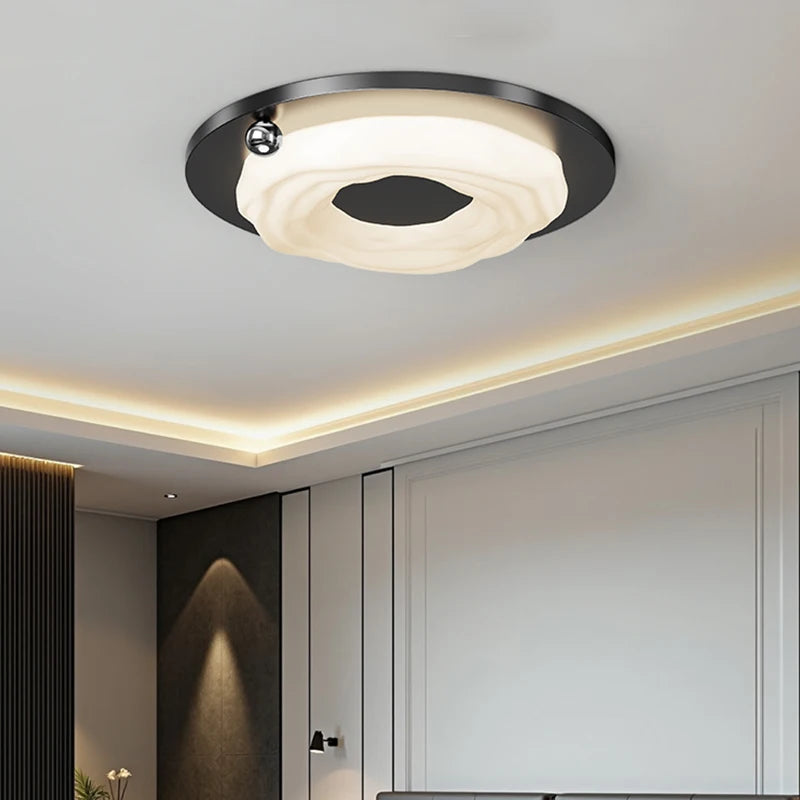 plafonnier led moderne noir blanc rond ondulé opacité éclairage surface tactile minimaliste chambre salon