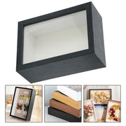 cadre photo profond bois texturé rustique verre transparent intérieur blanc spécimens photos papillons fleurs