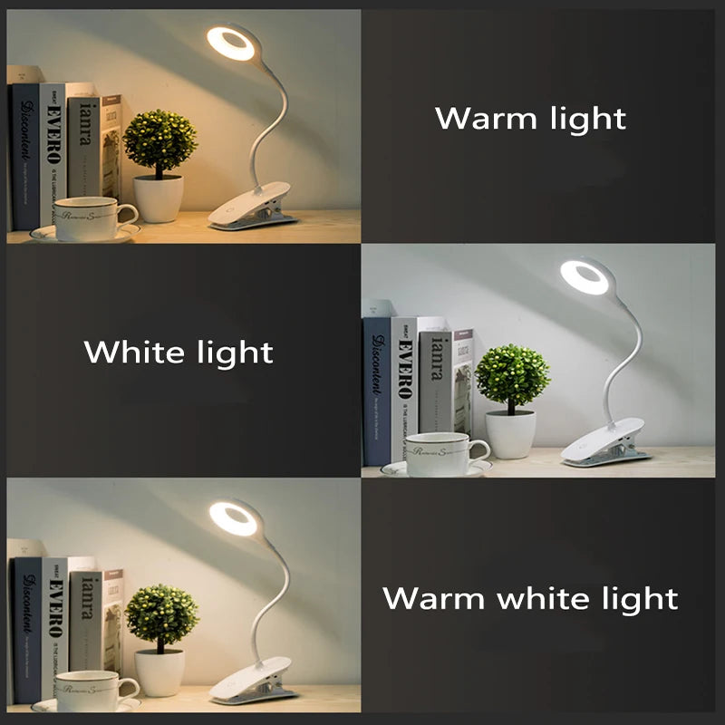 lampe moderne rechargeable pinces blanc minimaliste interrupteur tactile 5V LED adjustable