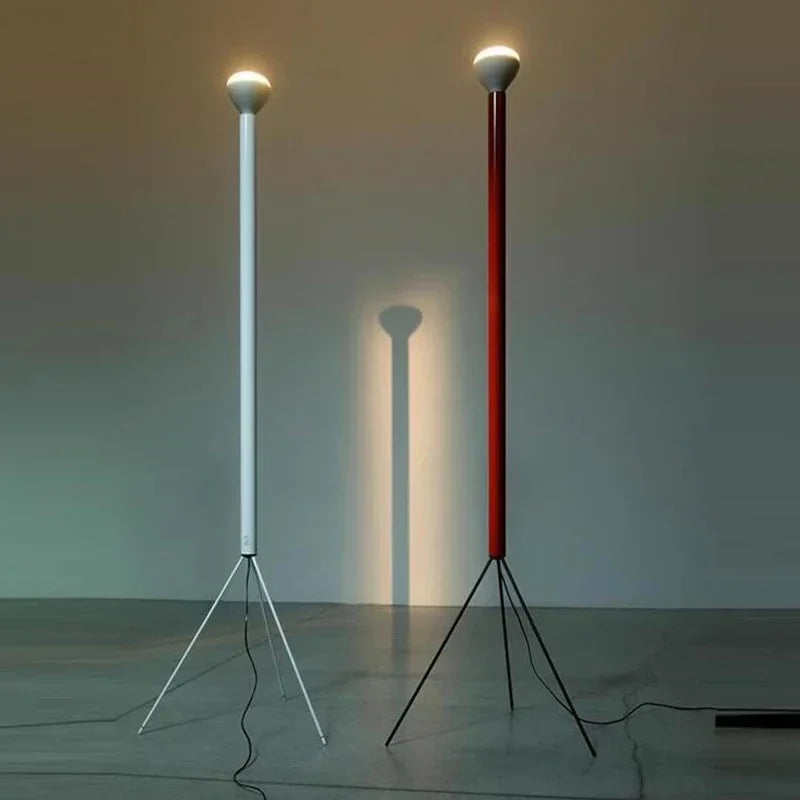 lampadaire moderne minimaliste trépied blanc abat jour sphérique led rouge jaune vert bleu noir