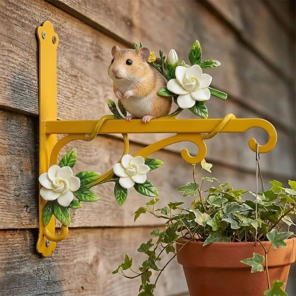 porte plantes mural lapin fleurs blanches jaune vert décoratif vintage fixations visnels inclusion figurine