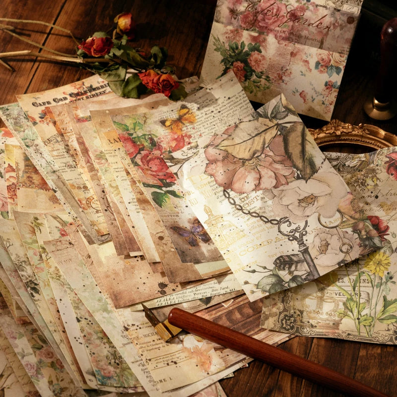 papier decoratif vintage fleurs papillons lettrage mariage noel anniversaire romantique beige vert rose bleu