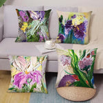 taie d'oreiller violet fleur abstraite 45x45cm zip closure moderne salon chambre coucher