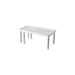 étagère cuisine rétractable blanc gris moderne perforations pieds métalliques bouteilles épices appareils électroménagers