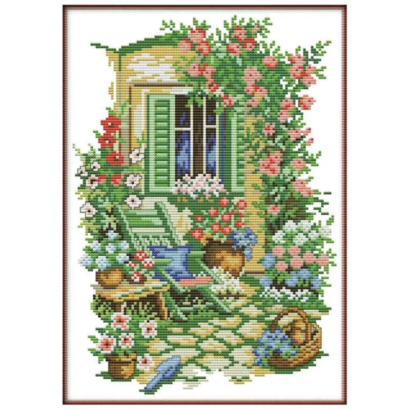 toile broderie floral paysagère multicolore traditionnelle accessoires intérieurs coton broderie DIY