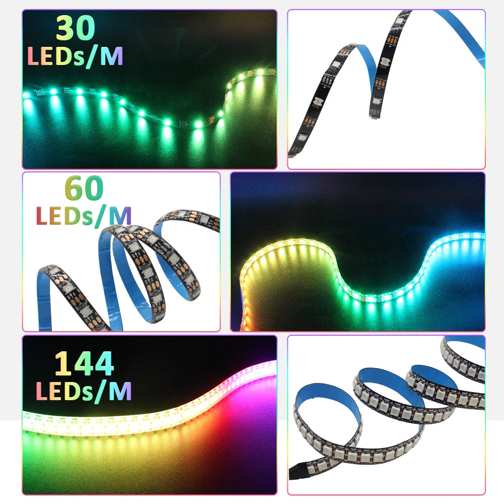 ruban led noir 30pcs rgbic ws2812b ip65 ip67 adhésif double face technologie