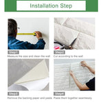 panneau decoratif mural blanc texture brique adhésif resistant eau 70x100cm moderne