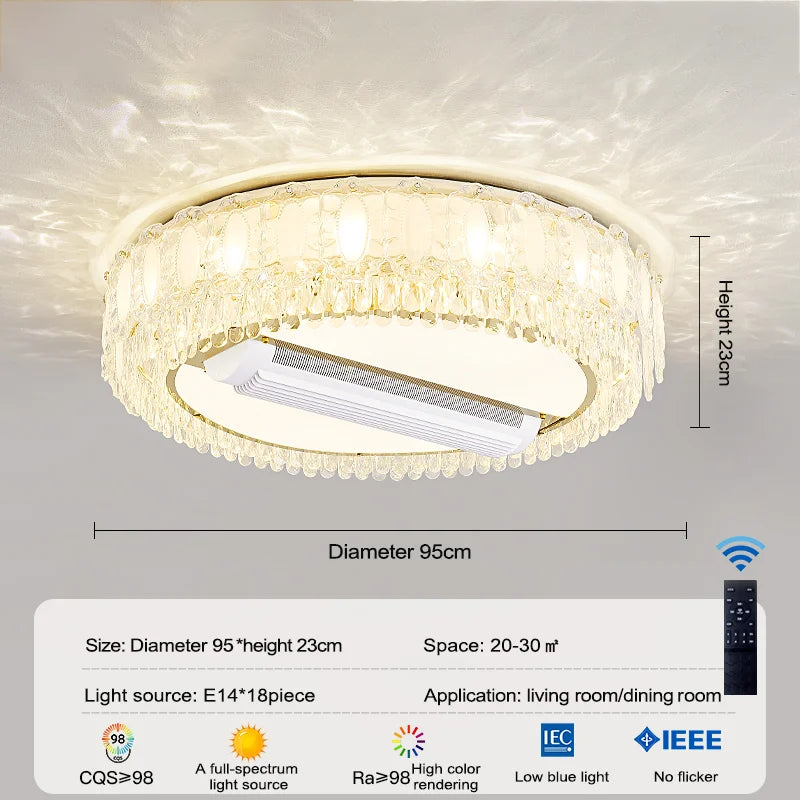plafonnier led blanc doré cristaux floraux élégant télécommande contemporain lumière salon chambre