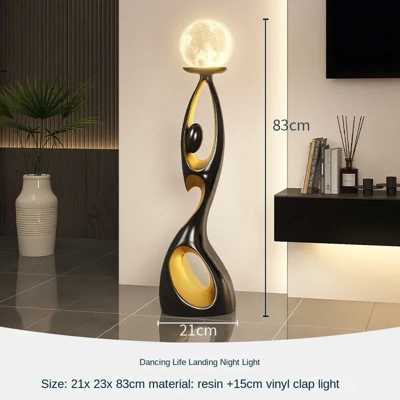 figurine sculpturale abstraite résine deco moderne intérieur lampe lune texture rugueuse artistique moderne