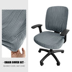 couvre chaise moderne vert olive rayures verticales polyester siège fauteuil chair decoration intérieure