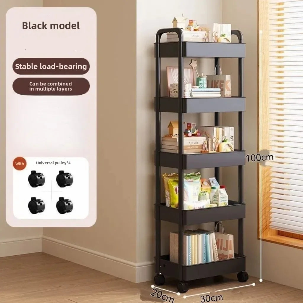 chariot rangement roulettes blanc noir étagère mobile cuisine salon moderne plastique