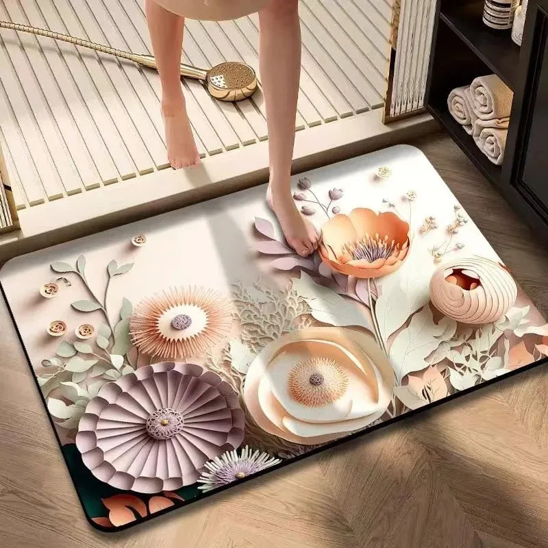 tapis multicolore fleurs relief moderne porte barre 40x60cm 50x80cm