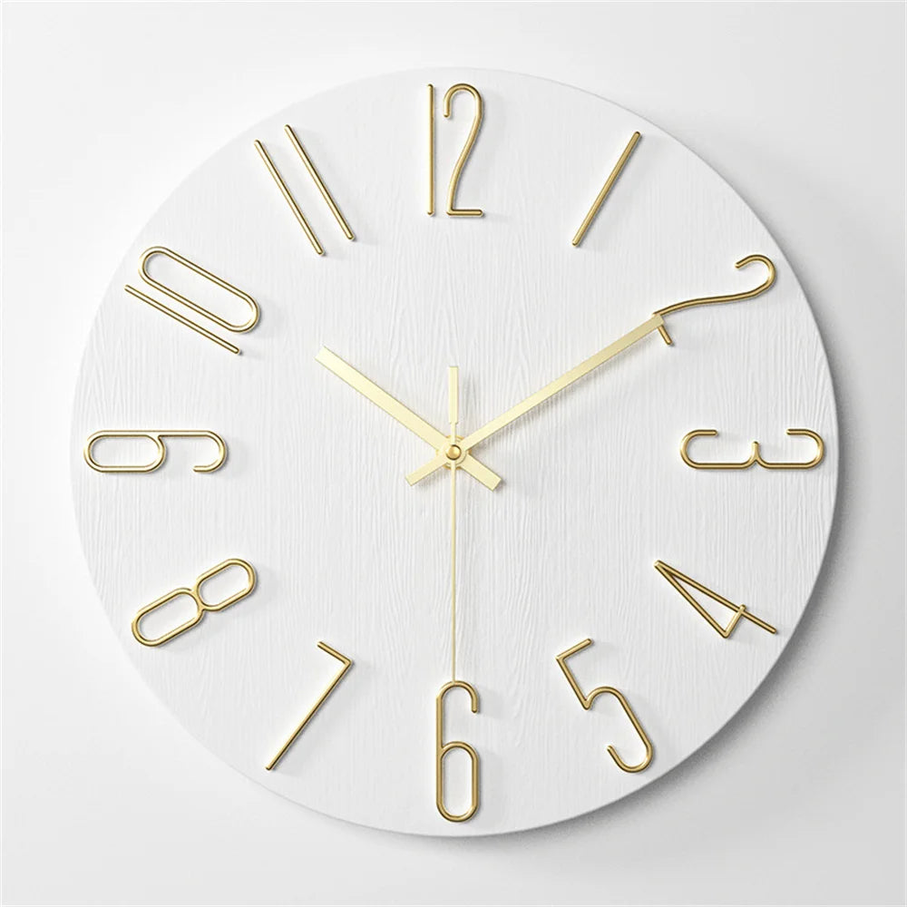 horloge murale moderne bois beige aiguille quartz circulaire opaque étude salon chambre