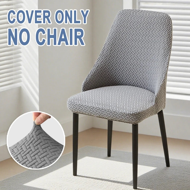 housse chaise moderne gris clair motif géométrique relief élastique fauteuil salle manger