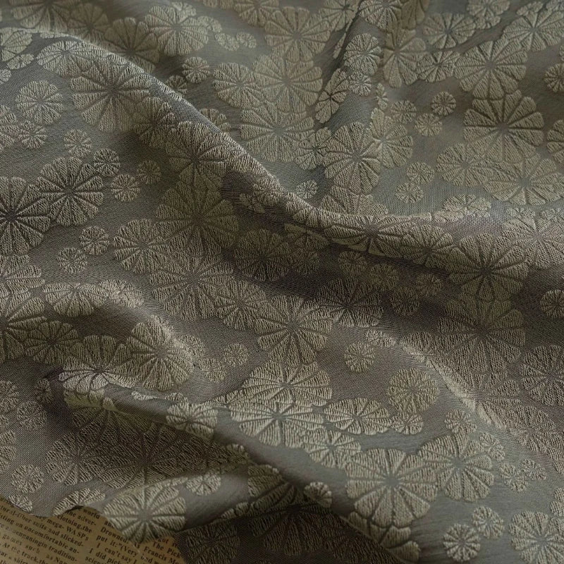 tissu jacquard floral gris relief classique bricolage decoration maison 140cm