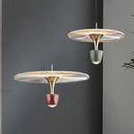 suspension lumineuse moderne élégante dorée transparente câble suspendu chambre salon étude