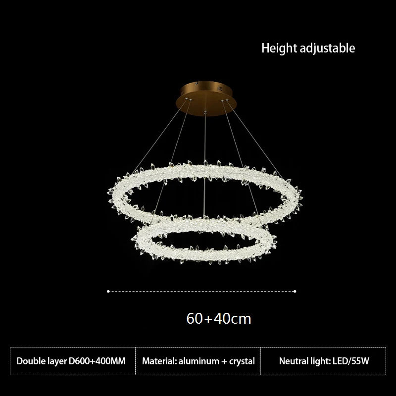 suspension lumineuse moderne cristaux blanc translucide chaînes suspendues