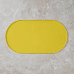 tapis alimentation animal compagnie moderne beige jaune rose antidérapant imperméable assiettes