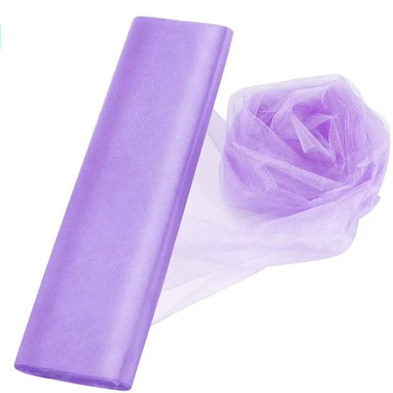 tulle violet polyester voile mariage ruban décoratif bricolage artisanat classique transparent 1.6x18m