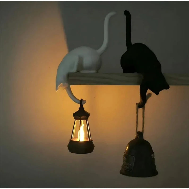 lampe suspendue chat moderne plastique noir blanche texture mat bougie