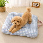 coussin animal carreaux jaune bleu vert rose moderne portable lavable ruban fixe