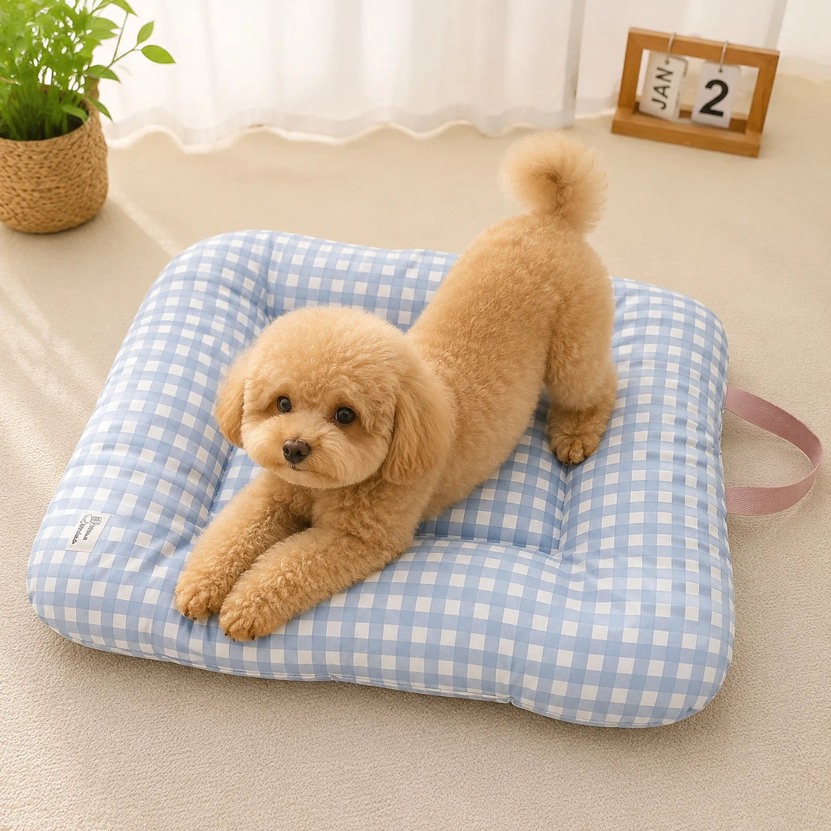 coussin animal carreaux jaune bleu vert rose moderne portable lavable ruban fixe