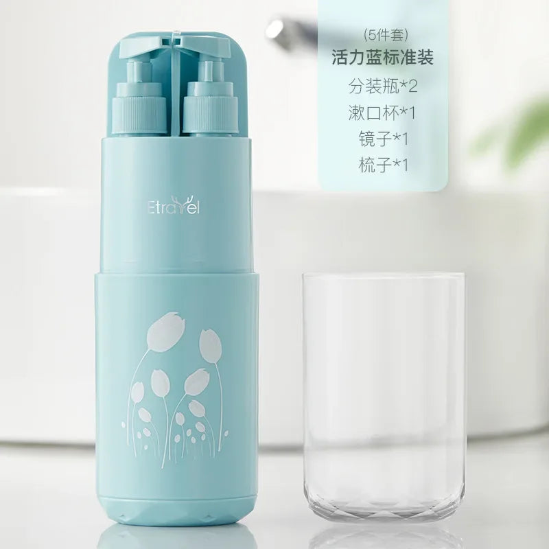 ensemble rangement brosse dents shampoing tasse lavage voyage bouteille tampon moderne minimaliste cerf stylisé