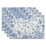 serviettes table lin blanc bleu fleuri classique vintage respectueux environnement opaques