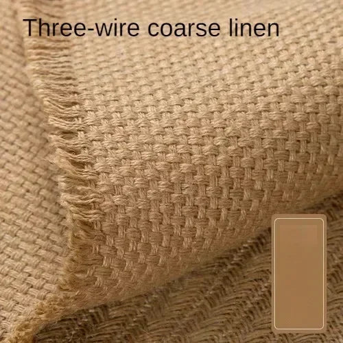 tissu jute toile grossière beige clair foncé rustique résistant bricolage couture nappe bordures