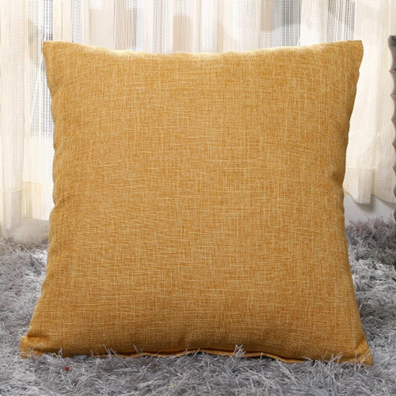 housse coussin carré coton lin moderne couleur unie beige marron rouge vert bleu orange