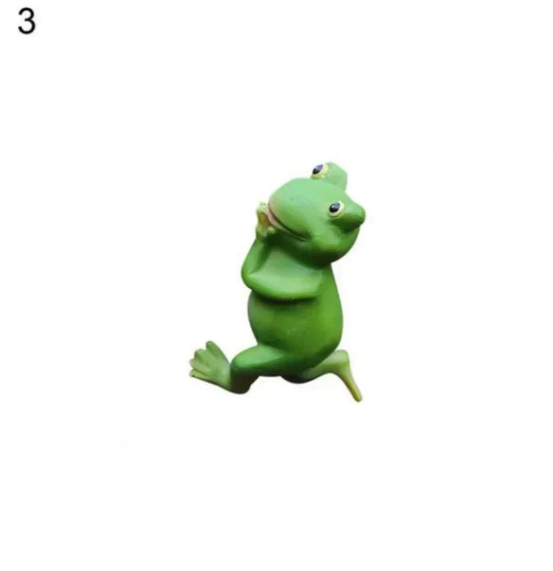 figurine grenouille verte résine décorative cartoon adhésif intérieur extérieur ornement jardin moderne