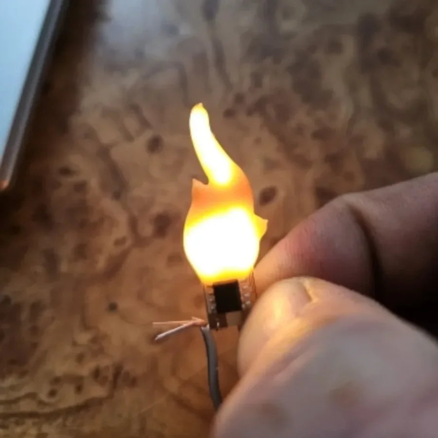 décoration anniversaire bougie flash led rouge verte jaune filament forme flamme miniature moderne